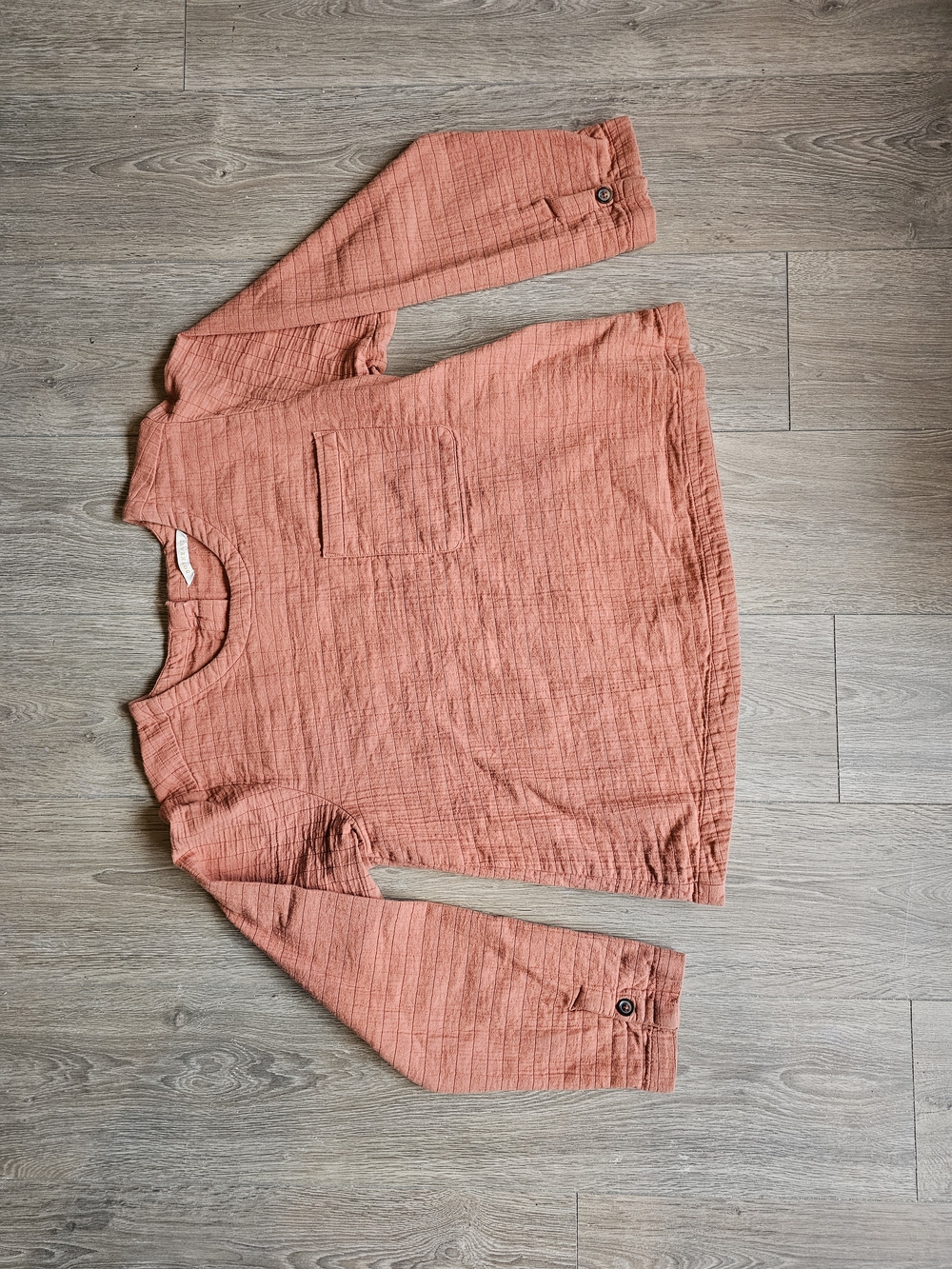 DownEast Lightweight Textured Long-Sleeve Top in Terracotta